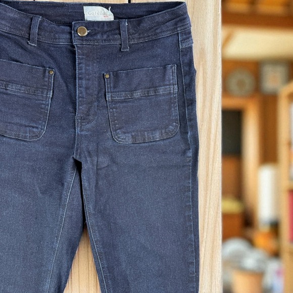 Cotelac Acote Jeans Women 4 Short Utility Pockets Pants Barn Chore Dark Wash - Picture 1 of 9